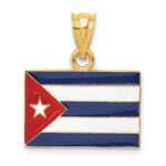 14k Enameled Cuba Flag Pendant