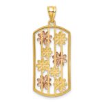 14k Two-tone with White Rhodium Framed Daisy Pendant - Image 3
