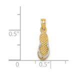 14k and White Rhodium 3-D Single Flip-Flop Pendant - Image 3