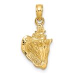 14k Pink and White Enameled 3-D Conch Shell Pendant - Image 4