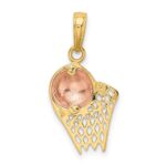14k Two-tone Basketball Hoop with Ball Pendant - Image 3
