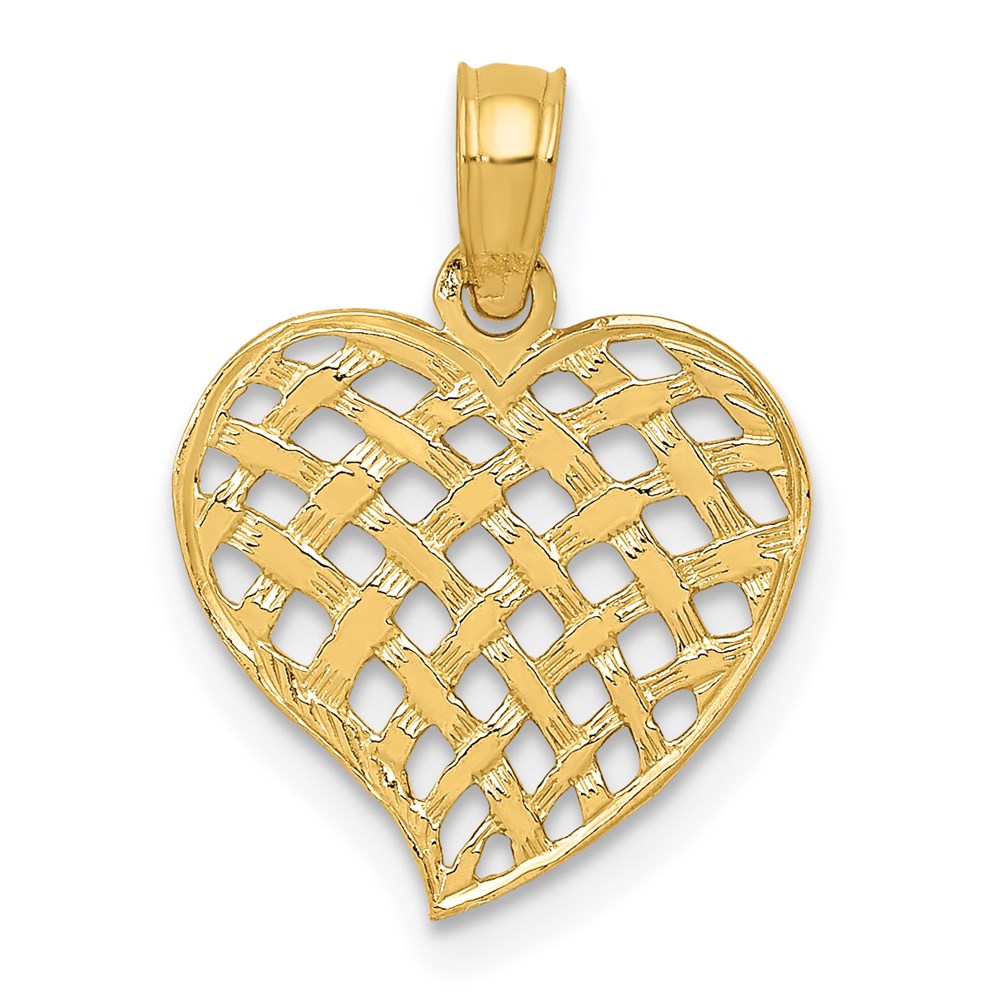 K2521.jpg 14K Polished Basket Weave Pattern Heart Pendant - Image 1