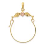 14k Two-tone Leaves with Flower Charm Holder Pendant