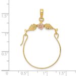 14k Two-tone Leaves with Flower Charm Holder Pendant - Image 4