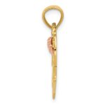 14k Two-tone with White Rhodium #1 MOM with Flower Heart Pendant - Image 2