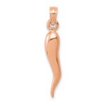 14k Rose Gold Medium 3-D Italian Horn Pendant