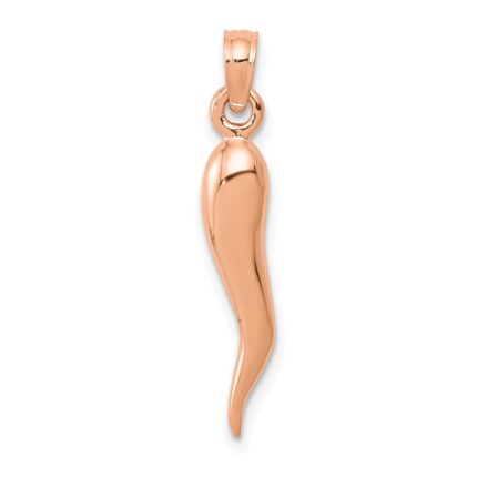 14k Rose Gold Medium 3-D Italian Horn Pendant