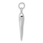 14k White Gold Medium 3-D Italian Horn Pendant - Image 2