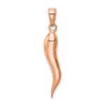 14k Rose Gold Large 3-D Italian Horn Pendant