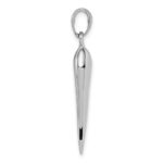 14k White Gold Large 3-D Italian Horn Pendant - Image 2
