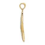 14K and White Rhodium Large Diamond-Cut Textured Starfish Pendant - Image 2