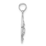 14K White Gold Double Dolphin Circle Pendant - Image 2