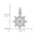 14K White Gold Ship Wheel Pendant - Image 4
