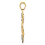 14K and White Rhodium Anchor with Rope and Ships Wheel Pendant - Image 2