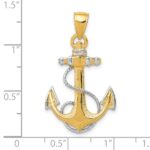 14K and White Rhodium Anchor with Rope Pendant - Image 4