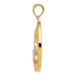 14k Two-tone with White Rhodium Sun/Moon/Star Oval Pendant - Image 2