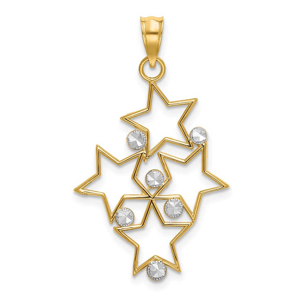 K3200.jpg 14K and White Rhodium Diamond-cut Star Cluster Charm - Image 1
