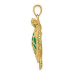 14k 3-D Green Enameled Sea Turtle Pendant - Image 2