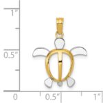 14K and White Rhodium Sea Turtle Pendant - Image 4