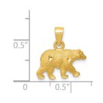 14K Satin Diamond-cut Bear Pendant - Image 4