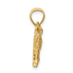 14K Satin Diamond-cut Howling Wolf Pendant - Image 2