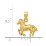 14K Satin Diamond-cut Cantering Horse Pendant - Image 4