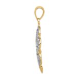 14K and White Rhodium Filigree Hearts with Scalloped Edge Pendant - Image 2