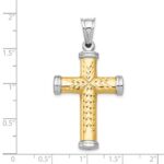 14K Two-Tone and White Rhodium Diamond-cut Reversible Cross Pendant - Image 3