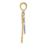 14K and White Rhodium Moveable Filigree Heart Key and Lock Charm - Image 2