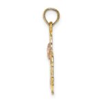 14K Two-tone Polished MOM and Flower Pendant - Image 2