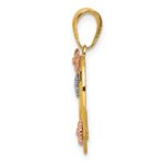 14K Tri-color NANA in Heart with Flowers Pendant - Image 2