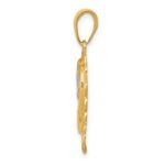 14K Two-Tone with White Rhodium Dolphins In Heart Pendant - Image 2