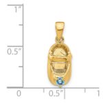14k 3-D December/Blue Synthetic Stone Engravable Baby Shoe Charm - Image 4