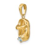14k 3-D March/Light Blue Synthetic Stone Engravable Baby Shoe Charm - Image 5