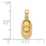 14k 3-D October/Pink Synthetic Stone Engravable Shoe Charm - Image 4