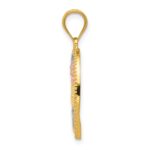 14k Tricolor MOM and Flowers Heart Pendant - Image 2