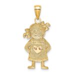 14k Yellow and Rose Gold with White Rhodium Girl Pendant - Image 3