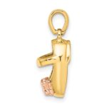 14k  3-D Two-tone Baby Shoe with Bow Charm - Image 2