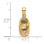 14k  3-D Two-tone Baby Shoe with Bow Charm - Image 3