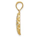 14K and White Rhodium Diamond-Cut Round Pendant - Image 2