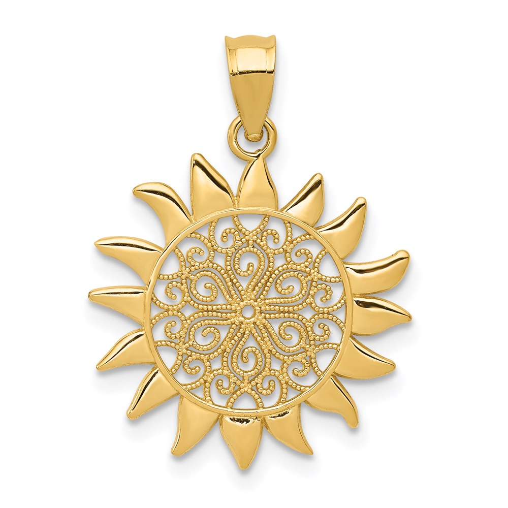 K4812.jpg 14k Polished Filigree Sun Pendant - Image 1