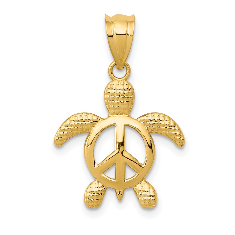 K4879.jpg 14k Peace Sign Turtle Pendant - Image 1
