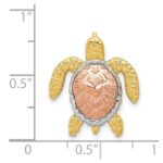 14K Two-Tone with White Rhodium Turtle Pendant Chain Slide - Image 4