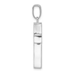 14k White Gold Polished Hollow Cross Pendant - Image 2