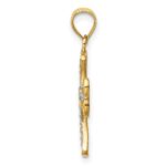 14k and White Rhodium Diamond-cut Cross Pendant - Image 2