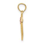 14K Two-tone Polished NANA with Flower on Heart Pendant - Image 2