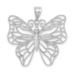 14k White Gold Polished Large Filigree Butterfly Pendant