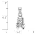 14K White Gold Skull and Crossbones Pendant - Image 4
