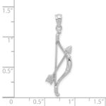 14k White Gold Polished and Textured Bow and Arrow Pendant - Image 4