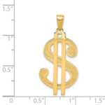 14K Gold Polished and Textured Dollar Sign Pendant - Image 4
